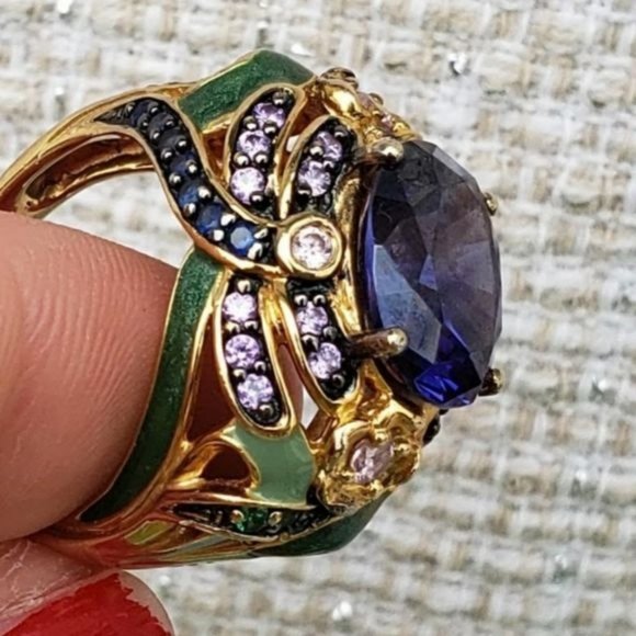 Victoria Wieck Jewelry - SALE! Victoria Wieck Dragonfly Statement Ring Gold Size 7 Tanzanite Gemstone